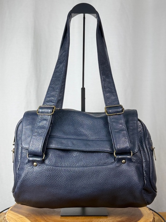 Marc Jacobs Handbags - Marc Jacobs Vintage Y2K Navy Leather Satchel Shoulder Bag with Floral Lining EUC